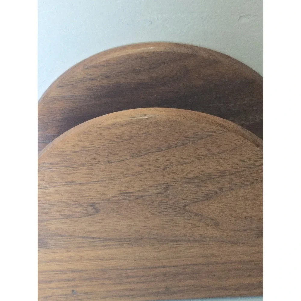 VTG Mid Century Wooden Napkin Holder Arch Teak Acacia Wood Letter Organizer MCM